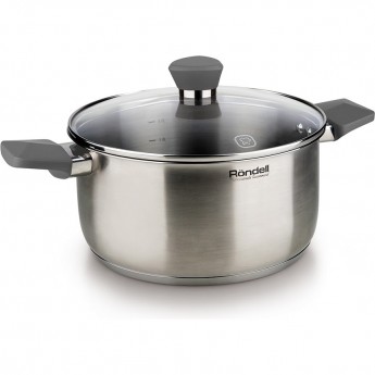 Кастрюля с крышкой RONDELL STRIKE 24 см 4,8 л черные ручки Кастрюля с крышкой RONDELL STRIKE 24 см 4,8 л черные ручки